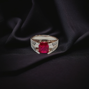 Silver Ring With Red Zircon