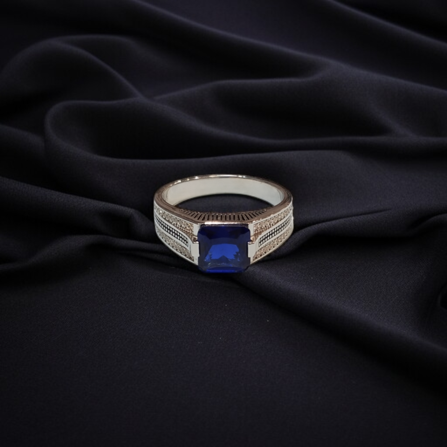 Silver Ring With Blue Zircon