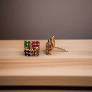 Tops Pair with Multi Color of Stones. (925 Silver)