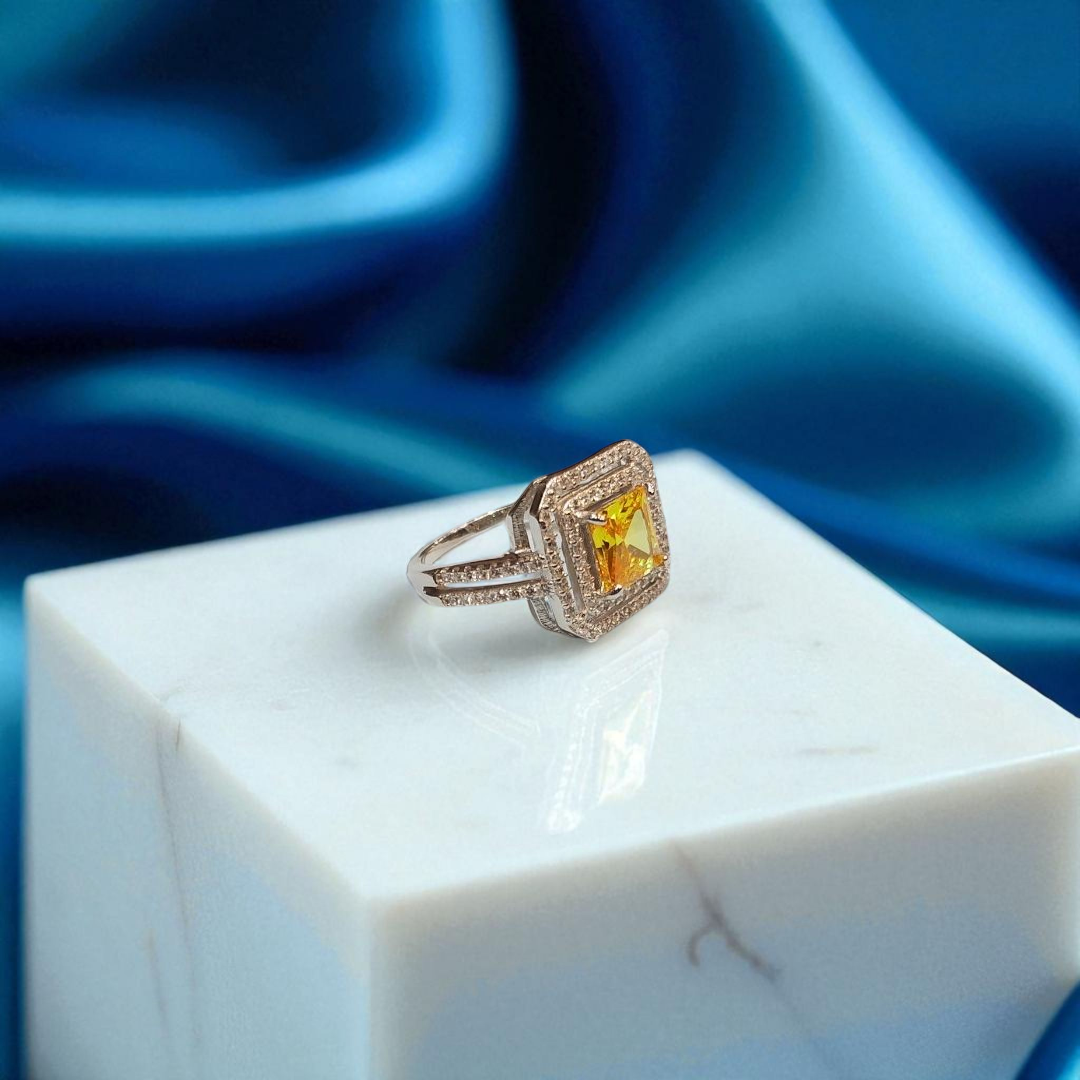 Radiant Yellow & Zircon Ring - Image 2
