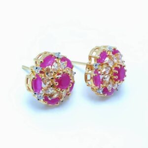 Gold Plated Tops Pair with Chetum Zircons. (925 Silver)