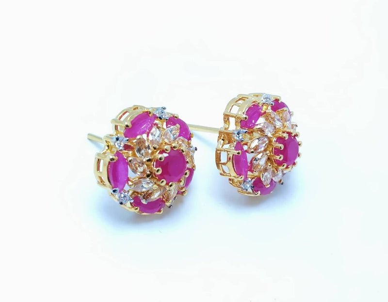 Gold Plated Tops Pair with Chetum Zircons. (925 Silver)