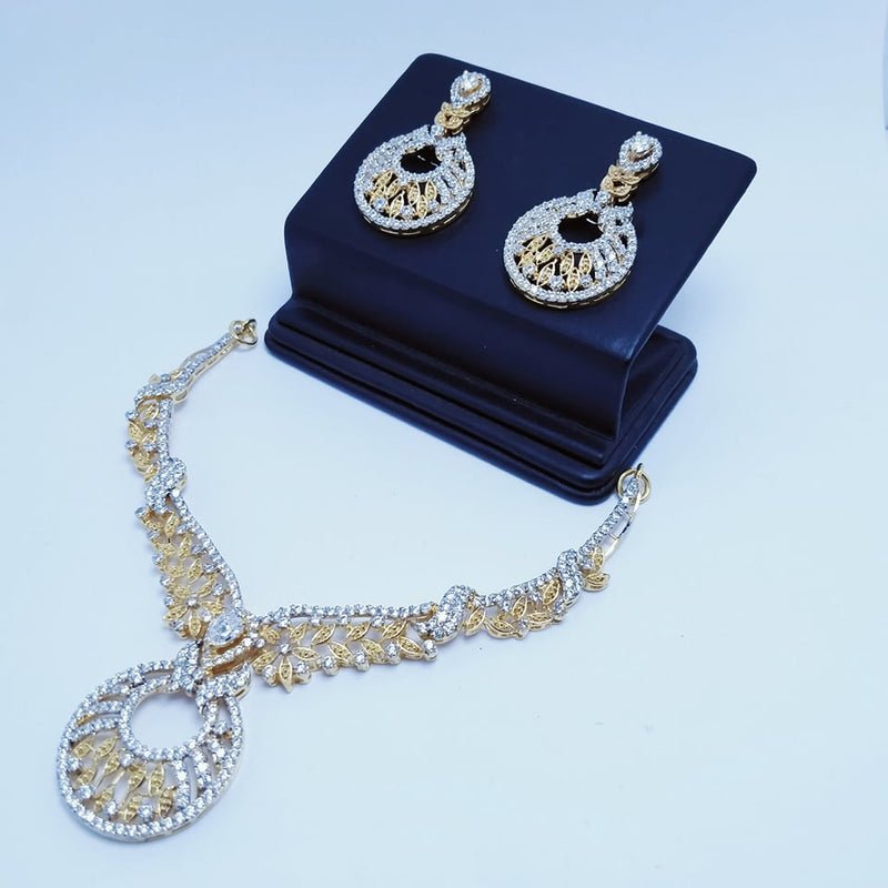 Gold Plated Necklace Set With americon Zircons (925 Silver)