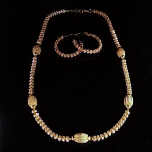 Gold Plated Mala Set With 4 Side Zircons(925 Silver)