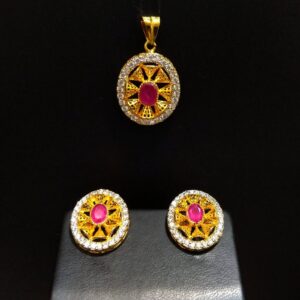 Gol Plated Pendant set With Chetum & Zircons 925 Silver