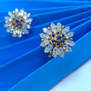 Tops with Zircons and Synthetic Blue Sapphire. (925 Silver)
