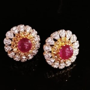 Tops with Uncut Ruby and Zircons. (925 Silver)