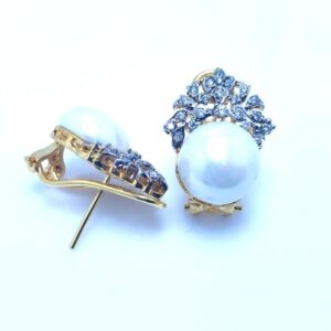 Pearls Tops Pair with Zircons and Gold Plated. (925 Silver)