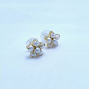 Flower Studs with Feroza, Emerald, Ruby ,Pearls Stones. (925 Silver)