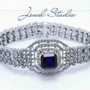 Silver Diamond Style Bracelet White Gold Plated