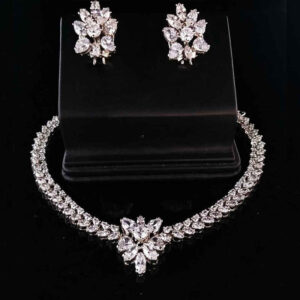 White Gold Plated Silver Necklace set With Zircons