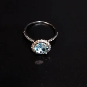 925 Silver Premium Quality Zircons Ring with Aqua marine
