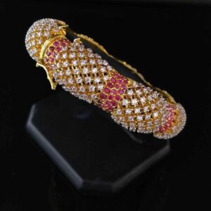 Gold Plated Bangle with Chetam and Zircons. (925 Silver)