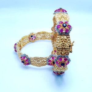 21k Gold Plated Bangles with Chetum , Blue Sapphire and Zircons. (925 Silver)