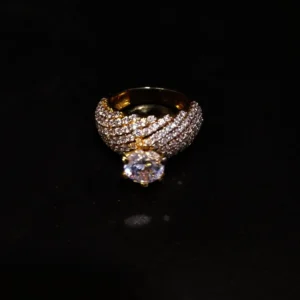 Gold Plated Solitaire Ring With premium quality of zircons 925 Silver