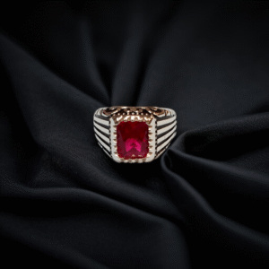 Silver Ring With Red Zircon