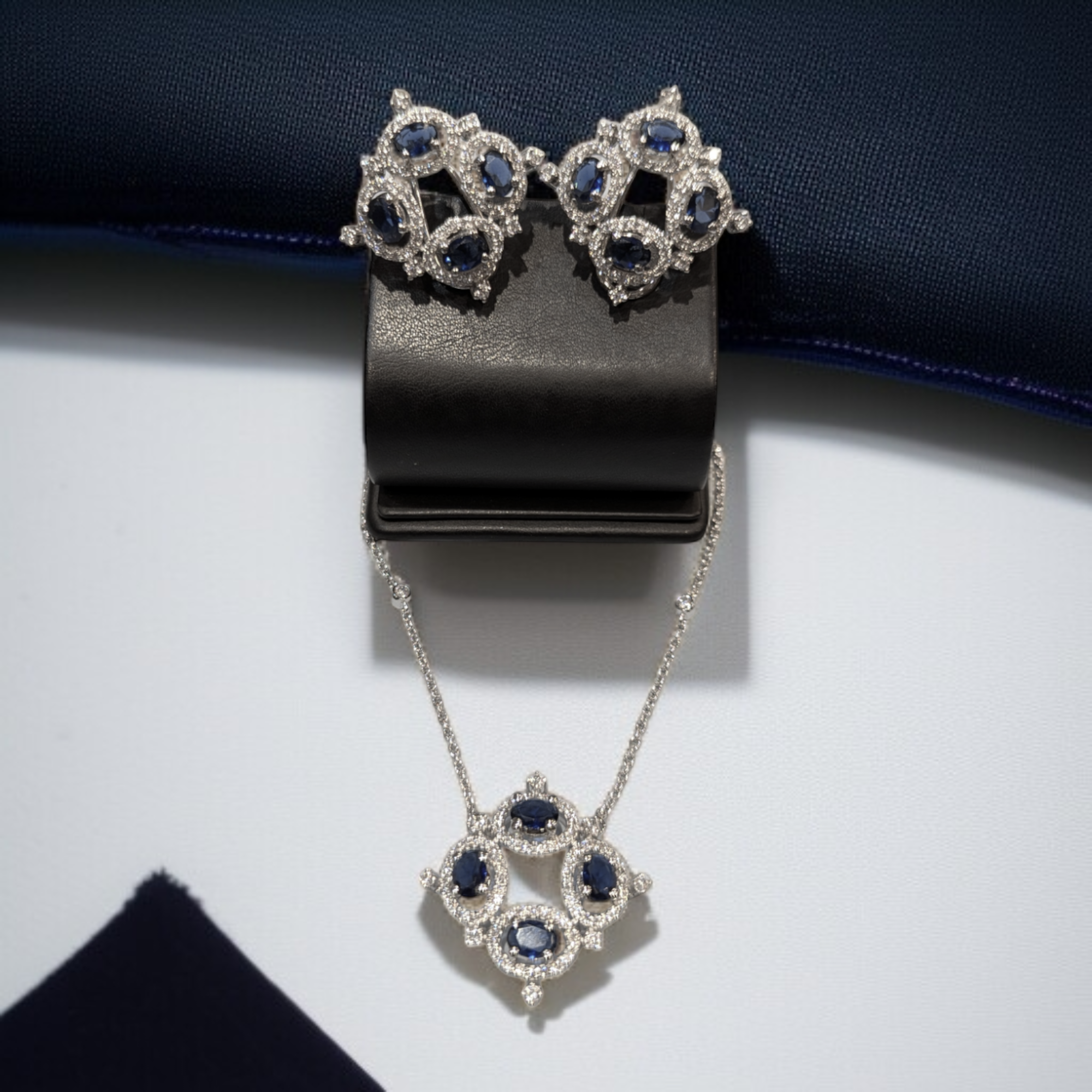 Elegant Blue Sapphire Circle Set - Image 2