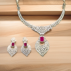 Radiant Ruby & Zircon Necklace Set