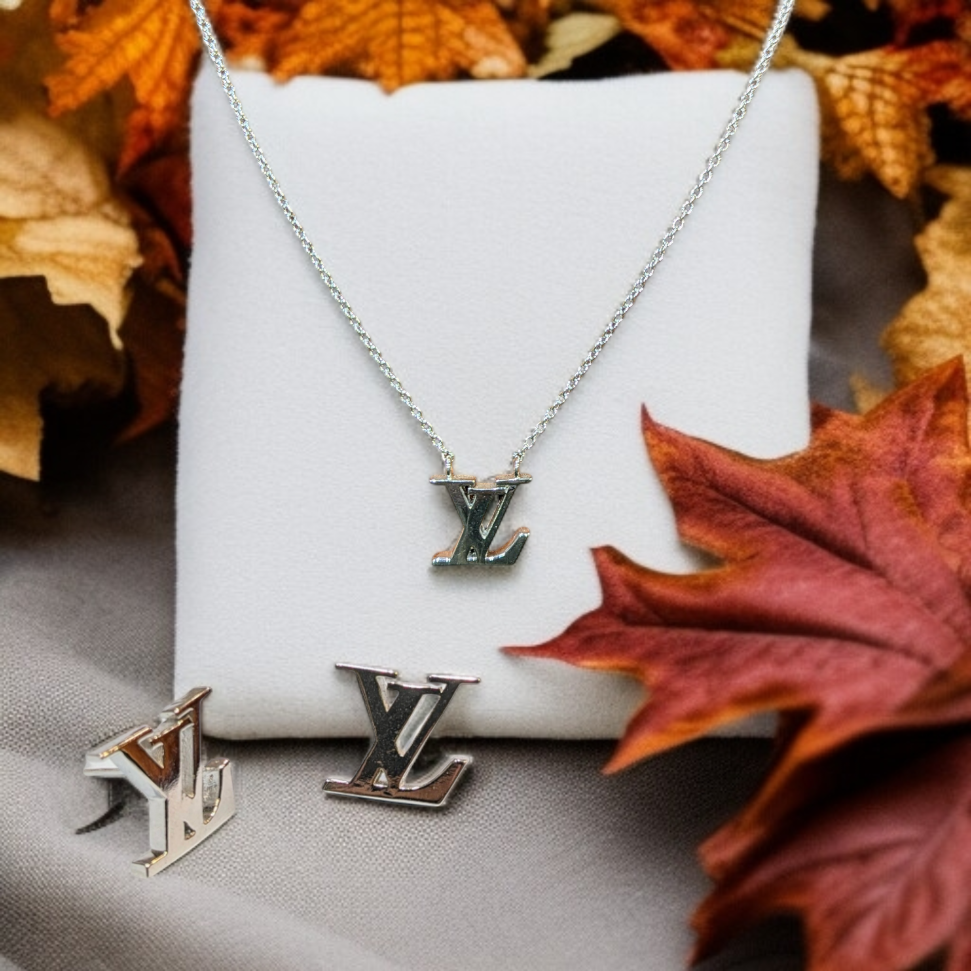 LV-Inspired Pendant Set with Chain