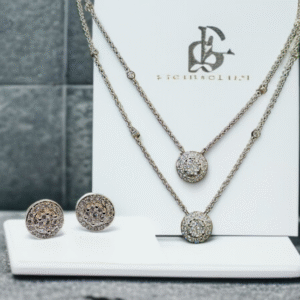 Elegant Round Pendant Set with Chain
