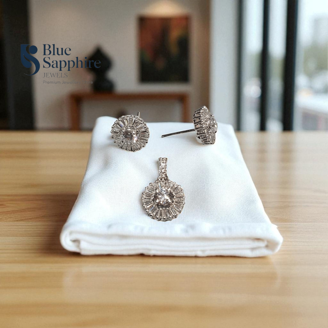 Sunburst CZ Pendant Set