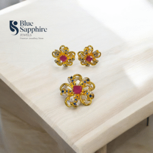 Ruby Floral Pendant Set