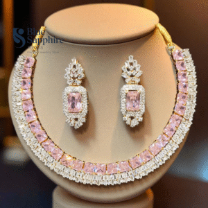 Blush Pink Princess Cut Necklace Set